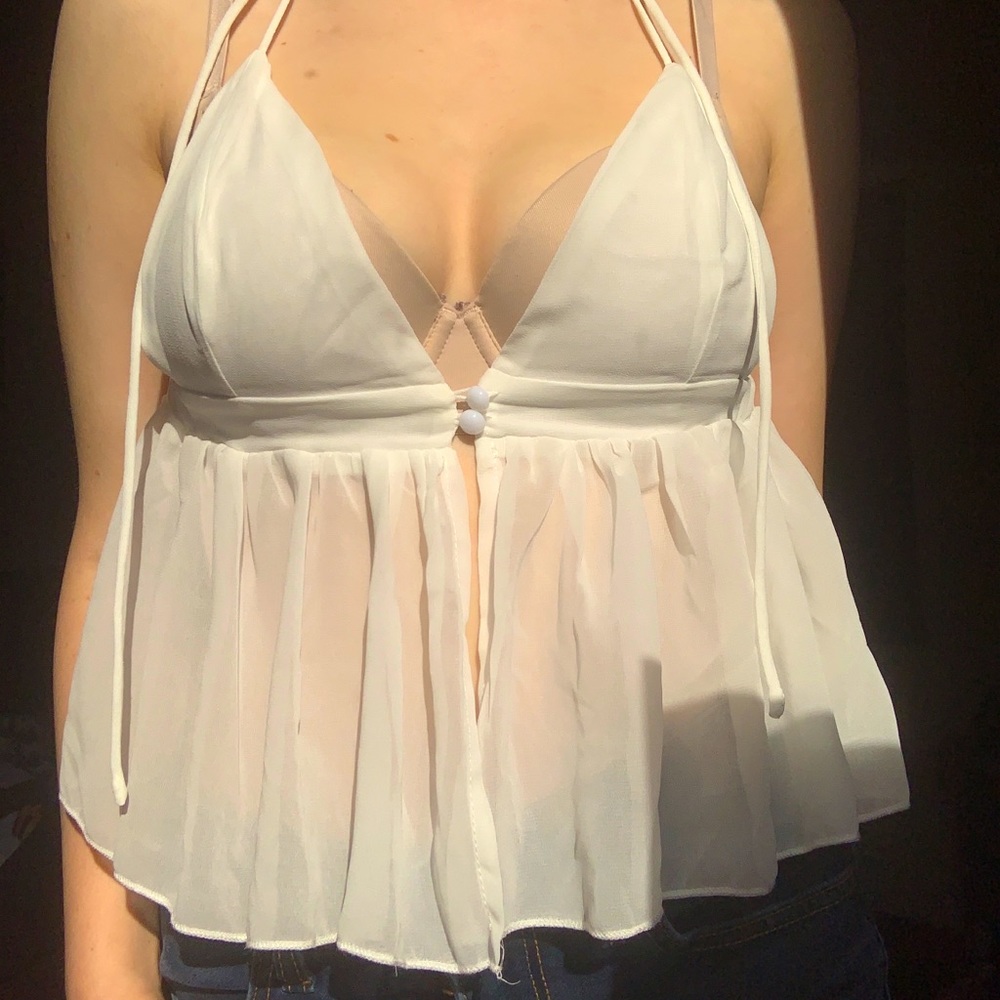 white/sheer doll top